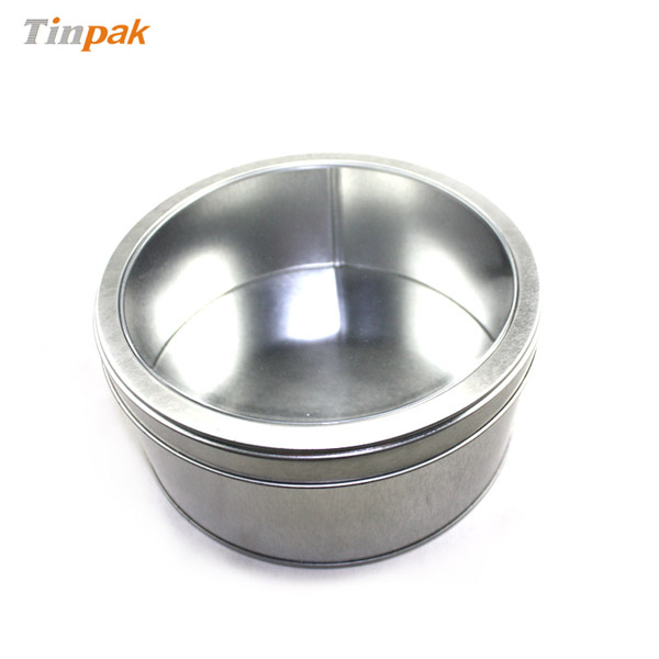 Round cake tin with clear window